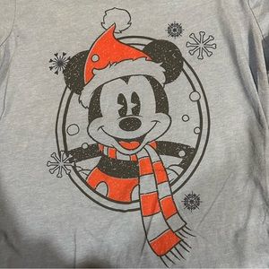 DISNEY Mickey Mouse Christmas T-Shirt Gray Large L